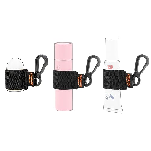 Desing Wish 3 PCS Mini Chapstick Holder Keychain Elastic Sleeve Chapstick Keychain Holder for Lip Balms/Lip Gloss/Lipsticks, Portable Lip Balm Holder Sleeves for Keys/Purse/Lanyard - Black