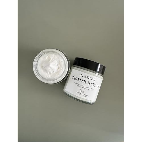 Organic Magnesium Cream ? Extra Strength Nighttime Moisturizer | Made in USA, Family-Owned, Glass Jar, Gentle For All Ages