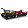Infrared Double Burner Hot Plate - Portable 1800W Electric Stove for Cooking, Black