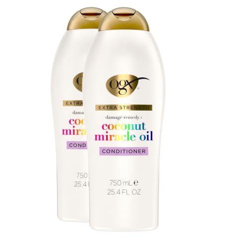 OGX Extra Strength Damage Remedy Coconut Miracle Oil Conditioner 25.4 Fl Oz Pack of 2