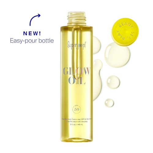 Supergoop! Glow Oil - 5 fl oz - SPF 50 PA++++ Vitamin E Body Oil + Broad Spectrum Sunscreen Protection - With Marigold, Meadowfoam & Grape Seed Extracts | PA++++, With Marigold, Meadowfoam, Grape Seed Extracts