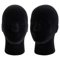 Hedume 2 Pack Mannequin Head Stands Foam Black Velvet Male Display Models for Wig Hat Glasses