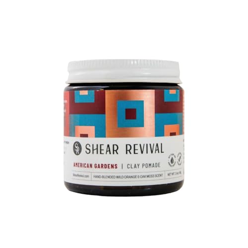 Shear Revival American Gardens Clay Pomade - Strong Hold Matte Finish, Vegan Hair Styling Product