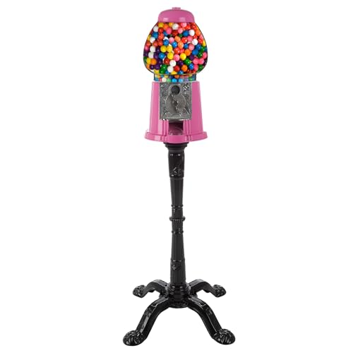 Pink Gumball Machine with Stand & Coin Bank - Vintage 15-Inch Dispenser
