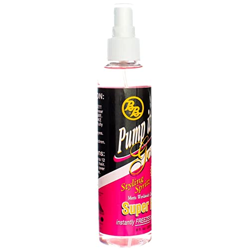 Bronner Brothers Pump It Up Spritz Gold Super Hold Hair Spray 8oz Pack of 4 - Fast Drying, No Buildup