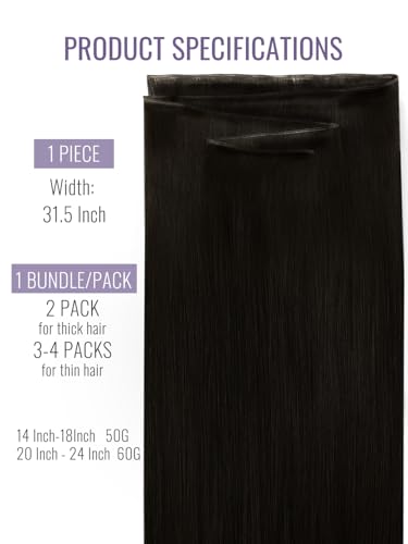 Fshine Dark Brown Weft Hair Extensions 50g, 16 Inch Sew-In Human Hair