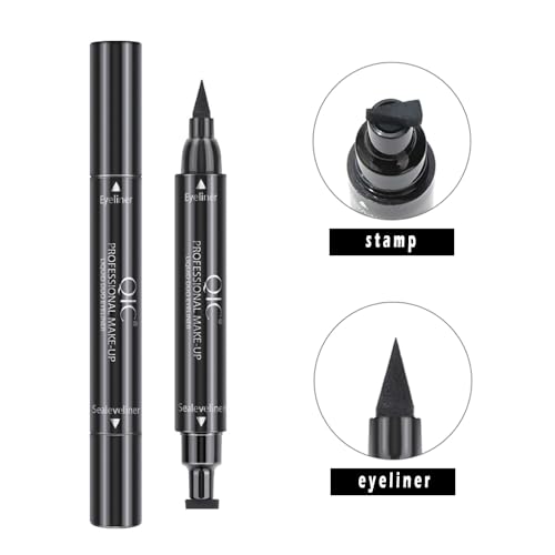 Winged Eyeliner Stamp Set, 4 PCs Dual-ended Eyeliner Pens with Felt Tip & Wing Stamp, Long Lasting and Smudge Proof Eye Makeup for Women