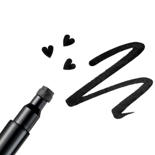Lottie London Stamp Liner in Heart, Dual Ended Heart Shape Liner, Double Ended Black Eyeliner, Heart Stamp and Pointed End Pen for Playful & Bold Designs