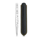 Germanikure Perforated Slanted Tweezers with Leather Sleeve - German Steel Precision