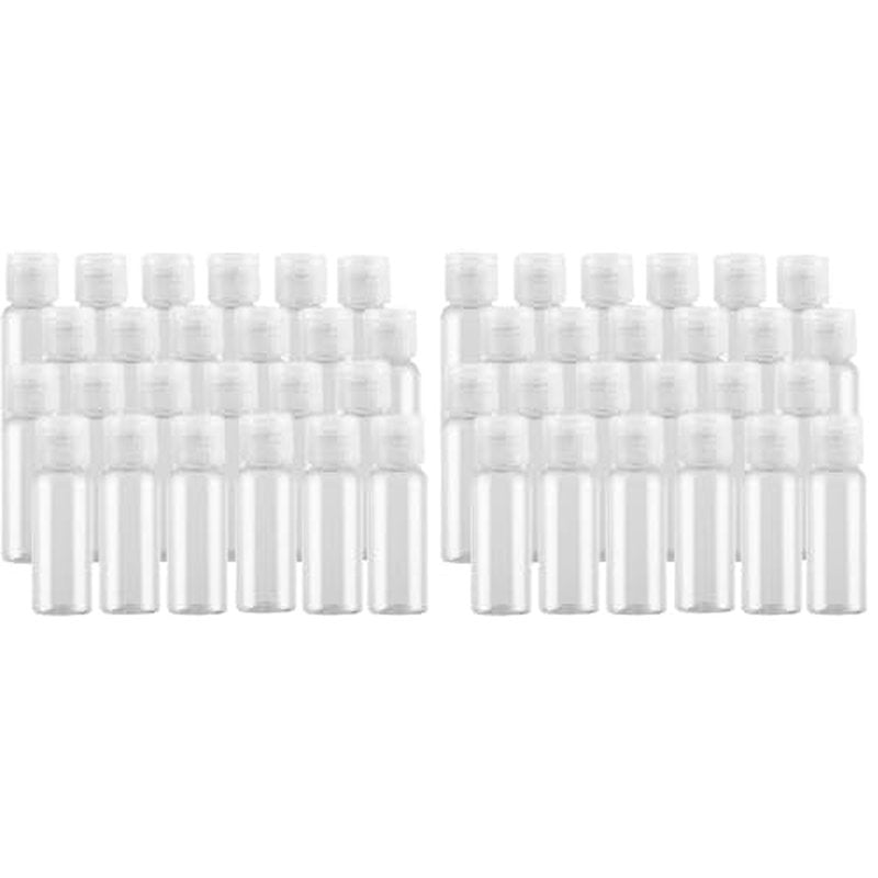 0.5oz Mini Clear Plastic Empty Bottle with Flip Cap Small Travel Bottles Storage Containers Jars for Cosmetic Sample Lotion Shower Gel Emulsion Toiletries - BPA-free - Set of 24 (Pack of 2)