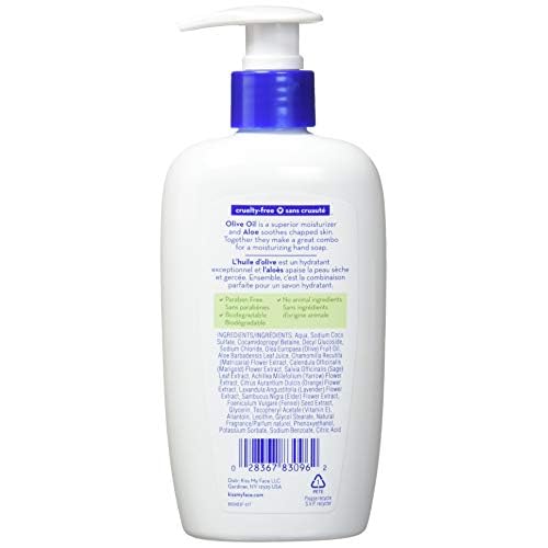 Kiss My Face Moisture Liquid Hand Soap, Green, Olive Oil & Aloe Vera, 54 Fl Oz, Pack of 6