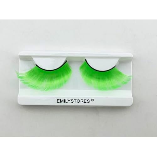 Dramatic Green False Eyelashes, Halloween Costume Shamrock Lashes 1 Pair for St. Patrick's Day (Green)