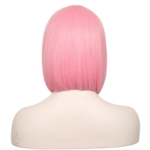 WildCos Light Pink Short 12 Inch Synthetic Cosplay Wig for Women