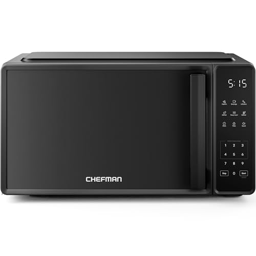 Chefman 0.7 Cu. Ft Countertop Microwave Oven, 700W, 10 Power Levels, 6 Presets, One-Touch Express, Child Lock, Mute, Black