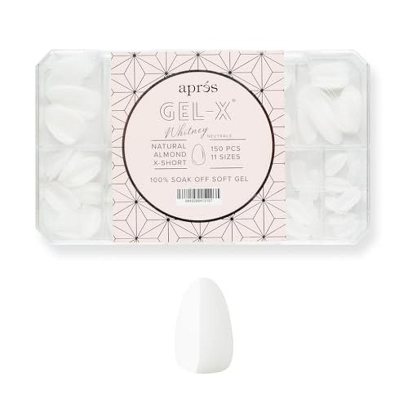 Apres Neutrals Gel-X Whitney Box Of Nail Tips, 11 Sizes 00-9, Soft Gel Tip Box (150pcs) (Natural Almond Extra Short, 150)