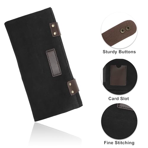 VOCOSTE Black Barber Scissors Roll-Up Bag with 12 Pockets, Durable Hair Tool Case