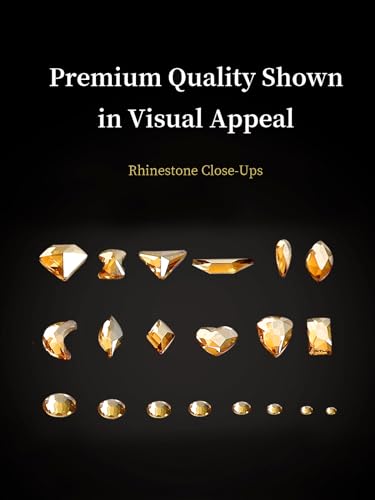 Gold Nail Rhinestones Kit - 6080 Pcs 3D Flatback Crystals for Nail Art - Variation: Gold