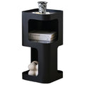 Small Metal Side Table with Storage Shelf - Black Trumpet Variant, Space-Saving Nightstand for Living Room & Bedroom
