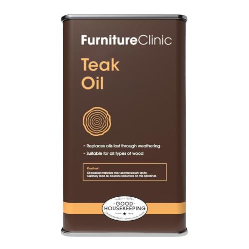 Furniture Clinic 169.07 Fl Oz Teak Oil for Indoor & Outdoor Wood Furniture - Natural Finish & Protection