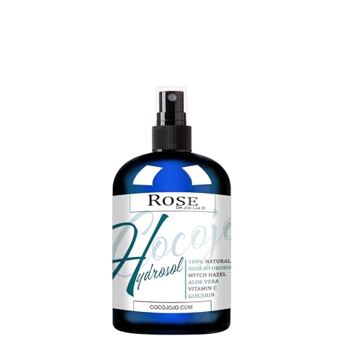 Dr Joe Lab Rose Water Hydrosol, Vegetable Glycerin, Aloe Vera, Vitamin C & Witch Hazel Mix - Natural, Non-GMO, Floral, Face, Hair, Body, Toner Bulk (8 oz & Sprayer)