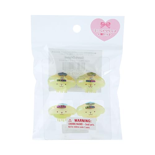 Sanrio 420735 Mini Hair Clips, Set of 4, Aurora, Pom Pom Pudding, Character