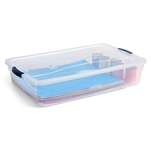 42 Qt Stackable Plastic Storage Bins with Latching Lids - 4 Pack