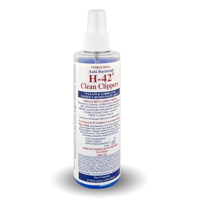 H-42 Clipper Blade Cleaner ? Waterless Clipper Cleaner for Barbers, Anti-Rust Formula for Clippers and Trimmers, Cleans and Cools Blades, 8oz Spray Bottle (Pack of 1)