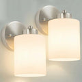 Frosted Wall Sconce Set of Two - Brushed Nickel Bathroom Vanity Lights, Modern & Farmhouse Style