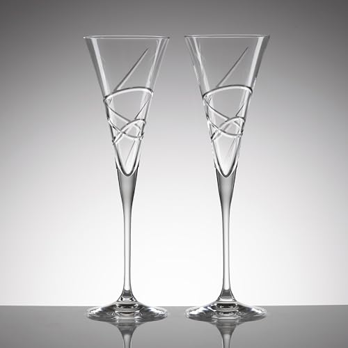 Lenox Adorn Crystal Champagne Flutes Set of 2, 7oz Toasting Glasses, Wedding Gift