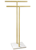 40 Inch Standing Towel Rack with Marble Base - Brushed Gold Finish