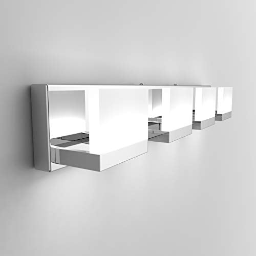 LED Bathroom Vanity Light Fixture - Chrome 4 Lights Up & Down Wall Lamp with Acrylic Shades