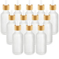 12 Pcs Frosted Glass Dropper Bottle Refillable Essential Oil Container Jars with Eye Dropper & Bamboo Lids for Perfume Sample Cosmetic Liquid Travel - 60ml/2oz