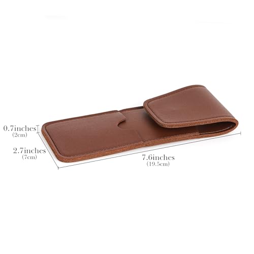 Linkidea Portable Storage Bag for Men's Straight Edge Razors, Shaving Holder Case, Travel Razor Case Compatible with Fusion 5 ProGlide, Mach 3, and Most Straight Edge Shavers (Brown)
