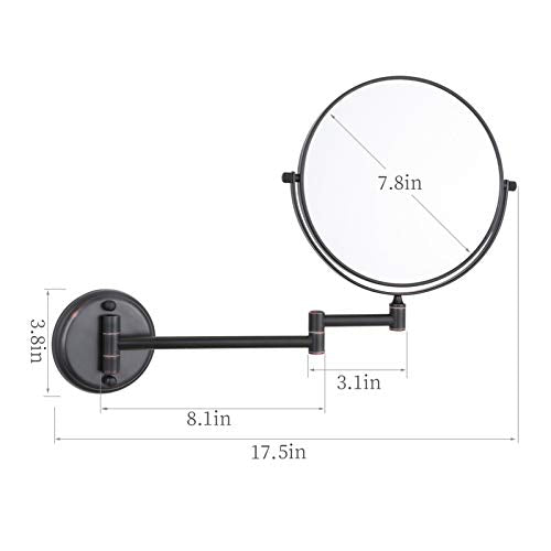 DOWRY 10x Magnifying Wall Mounted Makeup Mirror with 8 Inch Double-Sided Swivel, Oil Rubbed Bronze, 12 Inch Extension - Orb Variation