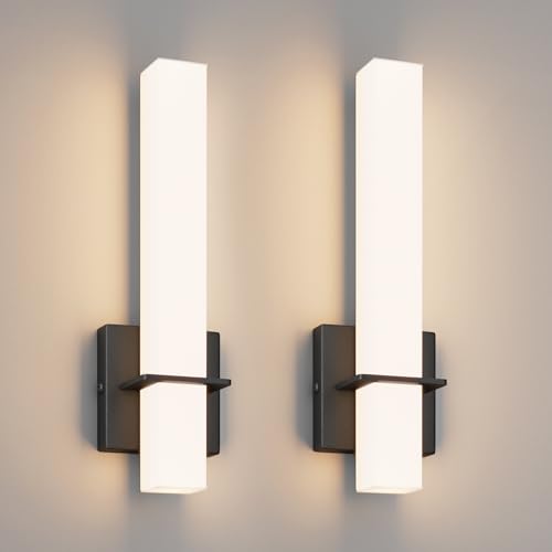 Aoceley Black 15.7in Modern LED Wall Sconces 18W 3000K 1200Lumens 2-Pack