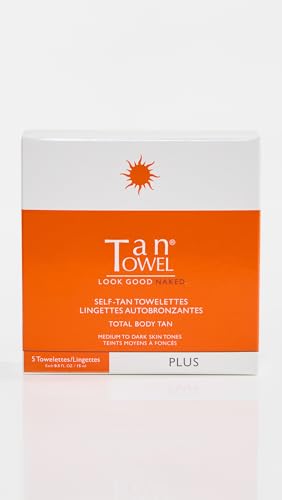 Tan Towel Plus Self-Tanning Wipes Full Body Pack of 5 | Fast, Even Sunless Tan