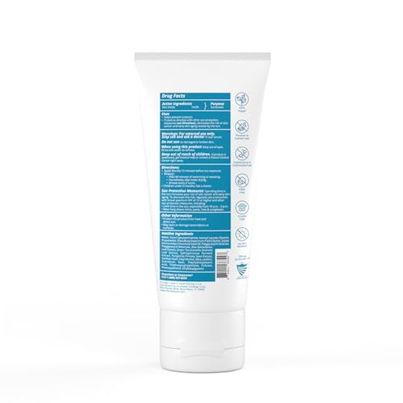 Mineral Sunscreen SPF 30 for Face & Body ? Lightweight Zinc Oxide Sunscreen, Broad-Spectrum UVA/UVB Protection, Water-Resistant (80 Min), Fragrance-Free, Travel Size, 3 oz