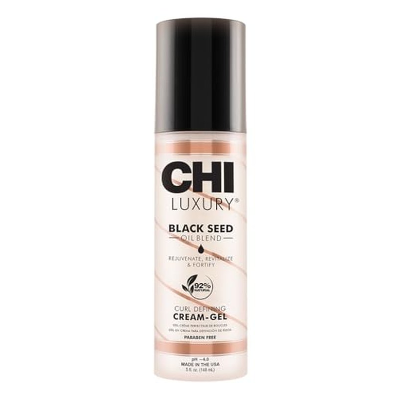 CHI Luxury Black Seed Oil Curl Defining Cream Gel, Defines Curl, Controls Frizz & Strengthens Hair For Shine, Sulfate, Paraben & Gluten-Free, 5 Oz