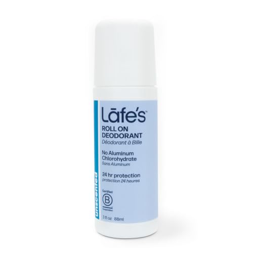 Lafe's Natural Deodorant Unscented 3oz Roll-On - 4 Pack, Aluminum & Baking Soda Free
