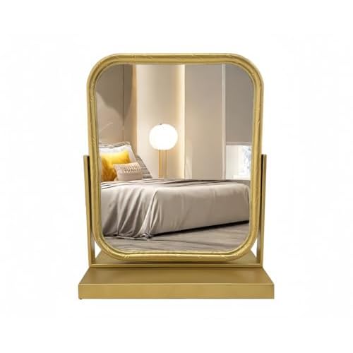 Tabletop Vanity Mirror Adjustable Rotation Golden Metal Framed Gold Vanity Mirror, Room for Living Room,Bedroom,Tabletop,Bathroom.