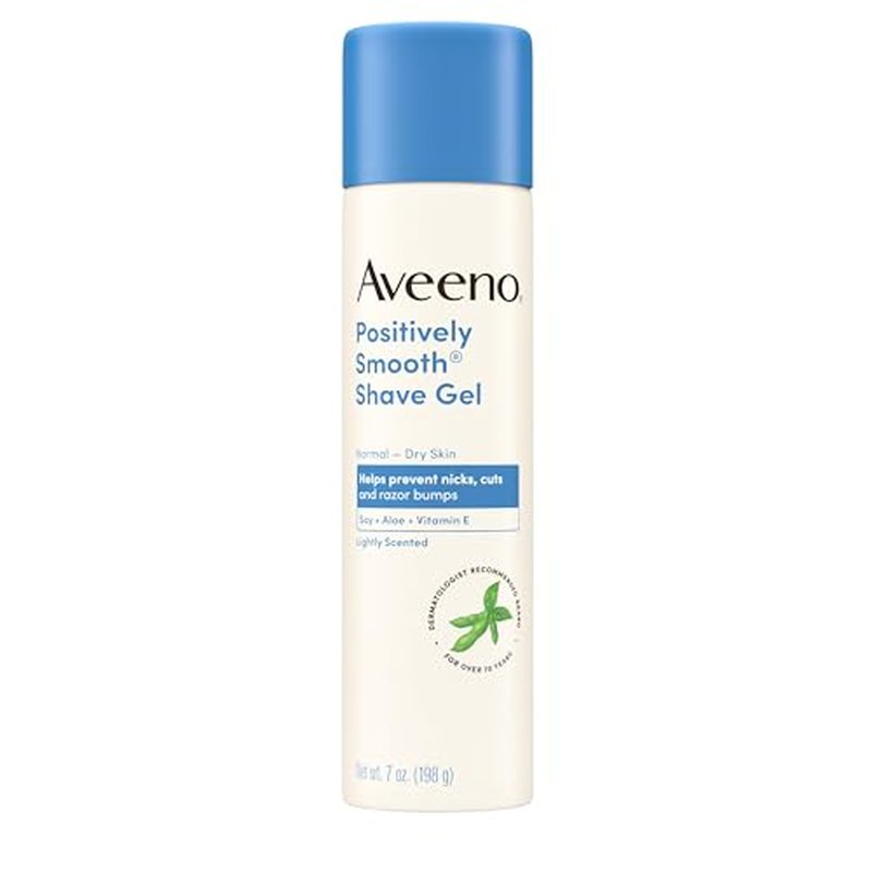 Aveeno Positively Smooth Moisturizing Shave Gel with Soy, Aloe & Vitamin E helps Prevent Nicks, Cuts & Razor Bumps, Creamy Shave Gel for a Close, Smooth Shave, Lightly Fragranced, 7 oz, 6 Pack