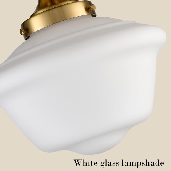 Gold Semi Flush Mount Ceiling Light Modern Schoolhouse Fixture Milk White Glass - Variation of THIS listing