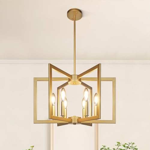 Klgxnrd 6-Light Gold Pendant Light Fixture Modern Farmhouse Chandelier