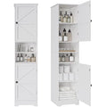 Tall Bathroom Storage Cabinet - White Freestanding Vertical Organizer with Adjustable Shelves