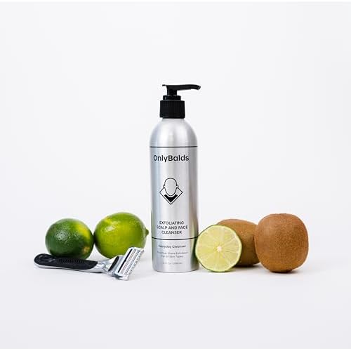 OnlyBalds Exfoliating Scalp & Face Cleanser ? 10 oz Aluminum Bottle ? Premium Daily Cleanser for Bald Men & Women, Shaved Heads, Alopecia Care & Shave Prep ? Fragrance-Free, Dermatologist Tested