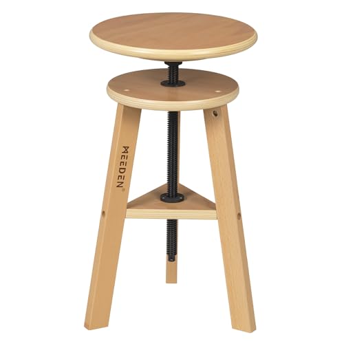 Natural Wooden Drafting Stool with Adjustable Height for Art & Studio Work