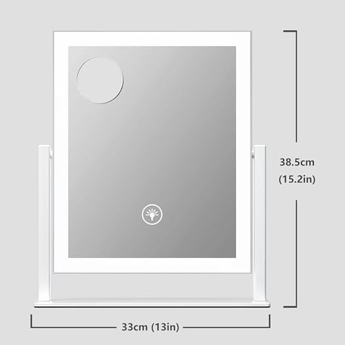 Gvnkvn Lighted Makeup Mirror 15.2 x 13 in with 10X Magnifier, White