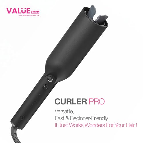 Atelier Lisa Qualite Automatic Curling Iron with Long Barrel - Beach Wave & Ringlet Styling, 1 1/4 Inch