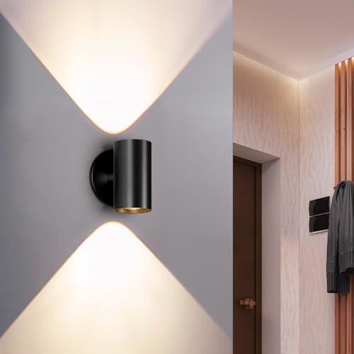 Tubicen 1 Pack Black LED Wall Sconce Dimmable Indoor Wall Light - Up & Down Lighting