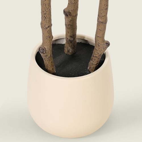 5ft Artificial Fiddle Leaf Fig Tree with White Planter - Lifelike Home Decor
